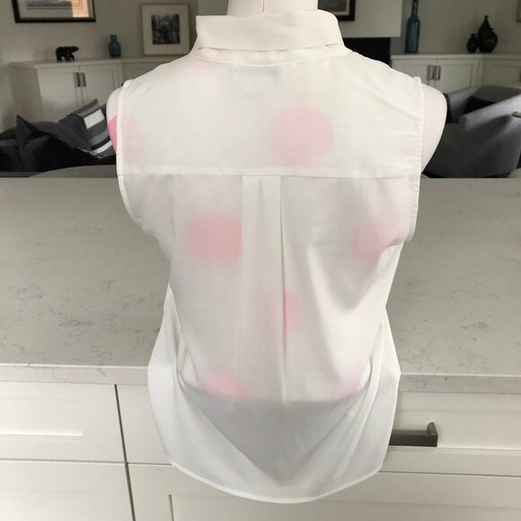 Calvin Klein Sleeveless Loop Tie Lined Blouse in Polyester Blend Off White Sz S - Picture 5 of 11